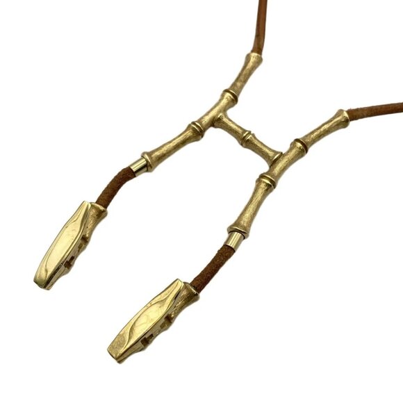 HERMES Bamboo - Brown Gold Leather Hardware None Necklace 329-072825 - Picture 2 of 5